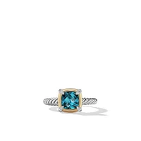 Petite Chatelaine® Ring in Sterling Silver with Hampton Blue Topaz, 18K Yellow Gold and Pavé Diamonds