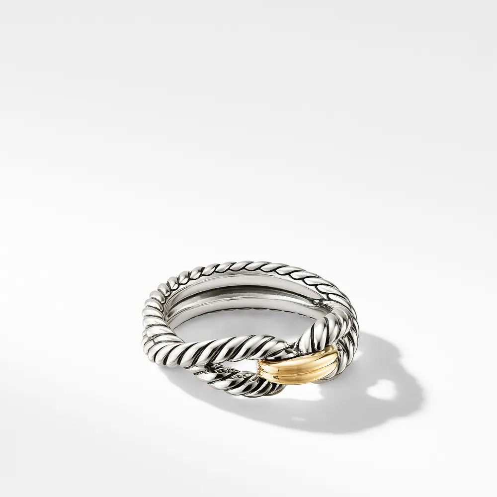 Cable Loop Band Ring in Sterling Silver with 18K Yellow Gold