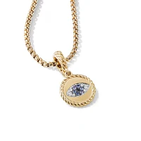 Evil Eye Amulet in 18K Yellow Gold with Pavé Blue Sapphires and Diamonds, 18.8mm