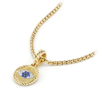 Evil Eye Amulet in 18K Yellow Gold with Pavé Blue Sapphires and Diamonds, 18.8mm