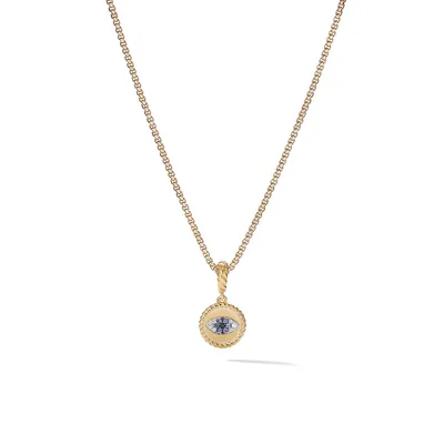 Evil Eye Amulet in 18K Yellow Gold with Pavé Blue Sapphires and Diamonds