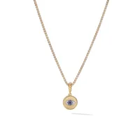 Evil Eye Amulet in 18K Yellow Gold with Pavé Blue Sapphires and Diamonds