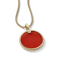 DY Elements® Disc Pendant in 18K Yellow Gold with Carnelian