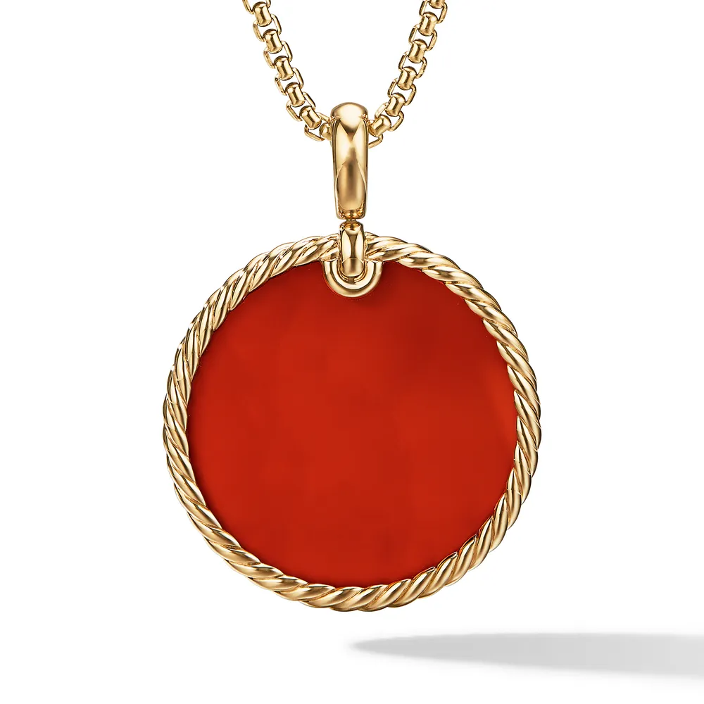 DY Elements® Disc Pendant in 18K Yellow Gold with Carnelian