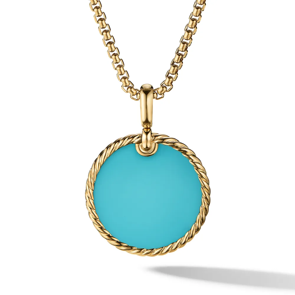 DY Elements® Disc Pendant in 18K Yellow Gold with Turquoise