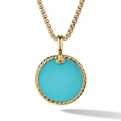 DY Elements® Disc Pendant in 18K Yellow Gold with Turquoise