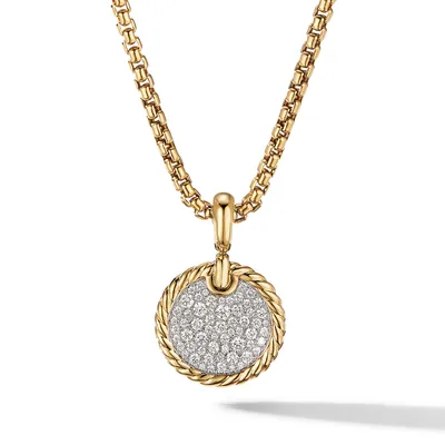 DY Elements® Disc Pendant in 18K Yellow Gold with Pavé Diamonds