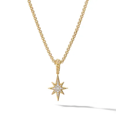 North Star Amulet in 18K Yellow Gold with Pavé Diamonds