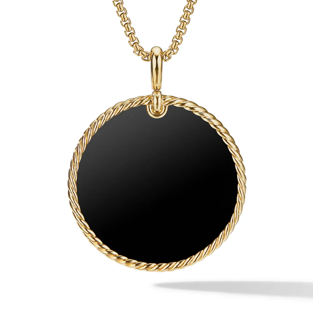 DY Elements® Disc Pendant in 18K Yellow Gold with Black Onyx Reversible to Mother of Pearl