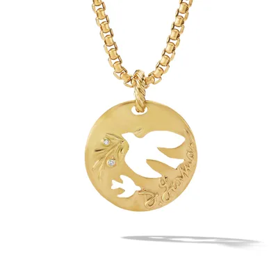 DY Elements® Dove Pendant in 18K Yellow Gold with Diamonds