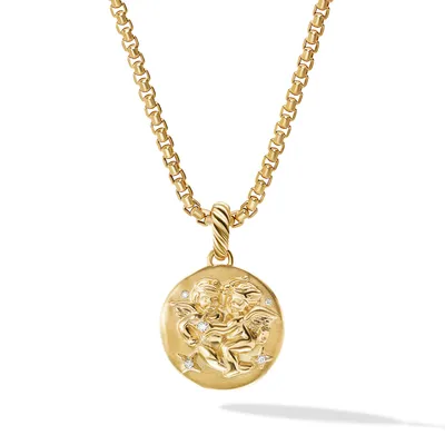 Gemini Amulet in 18K Yellow Gold with Diamonds