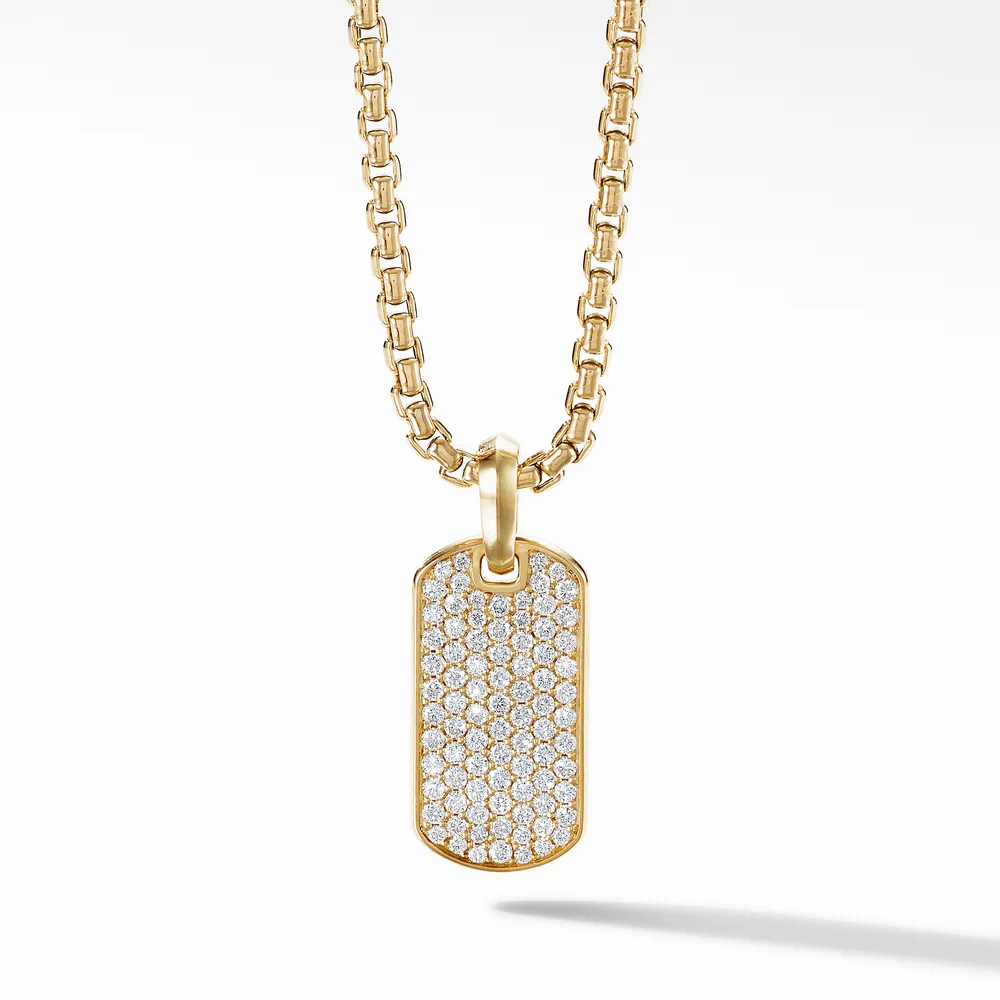 Pavé Tag in 18K Yellow Gold with Diamonds