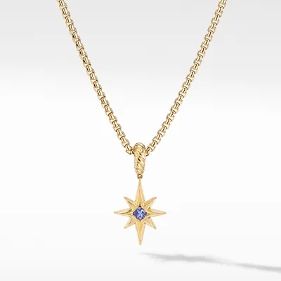 North Star Birthstone Amulet in 18K Yellow Gold with Tanzanite