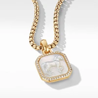 Petrvs Horse Amulet in 18K Yellow Gold with Mother of Pearl and Diamonds, 19.6mm