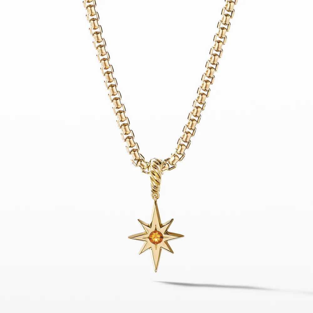 North Star Birthstone Amulet in 18K Yellow Gold with Citrine