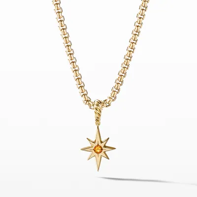 North Star Birthstone Amulet in 18K Yellow Gold with Citrine