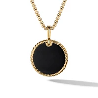 Small Cable Disc Amulet in 18K Yellow Gold with Black Onyx
