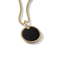 Small Cable Disc Amulet in 18K Yellow Gold with Black Onyx