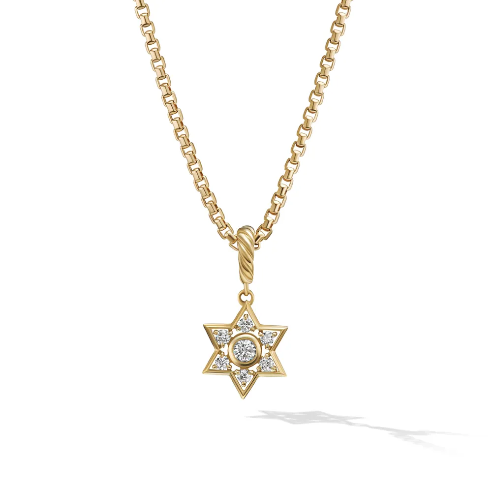 Star of David Pendant in 18K Yellow Gold with Diamonds