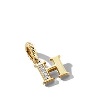 Pavé Initial Pendant in 18K Yellow Gold with Diamond H