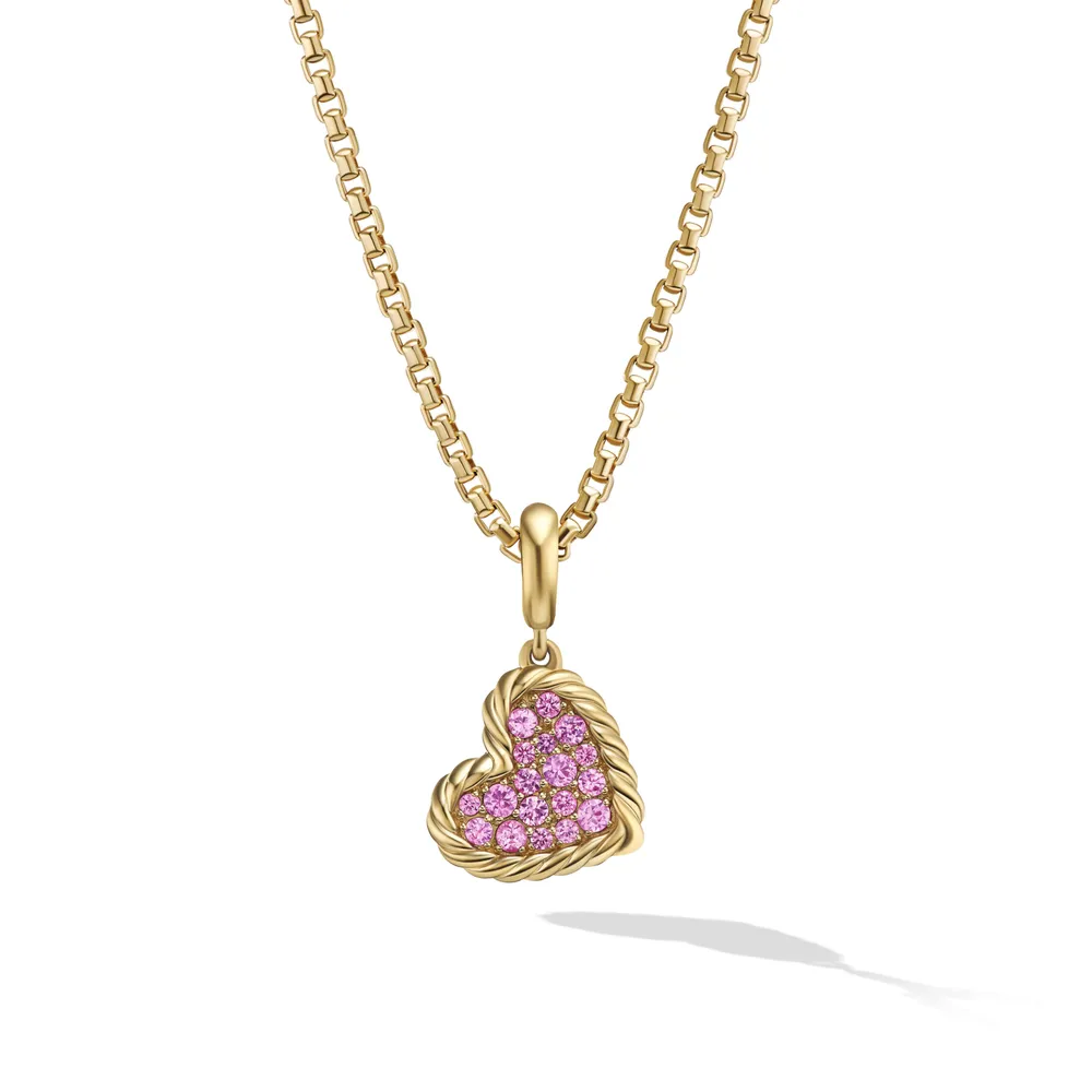 DY Elements® Heart Pendant in 18K Yellow Gold with Pavé Pink Sapphires