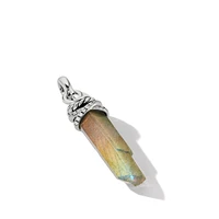 Wrapped Labradorite Crystal Amulet with Sterling Silver and Pavé Diamonds
