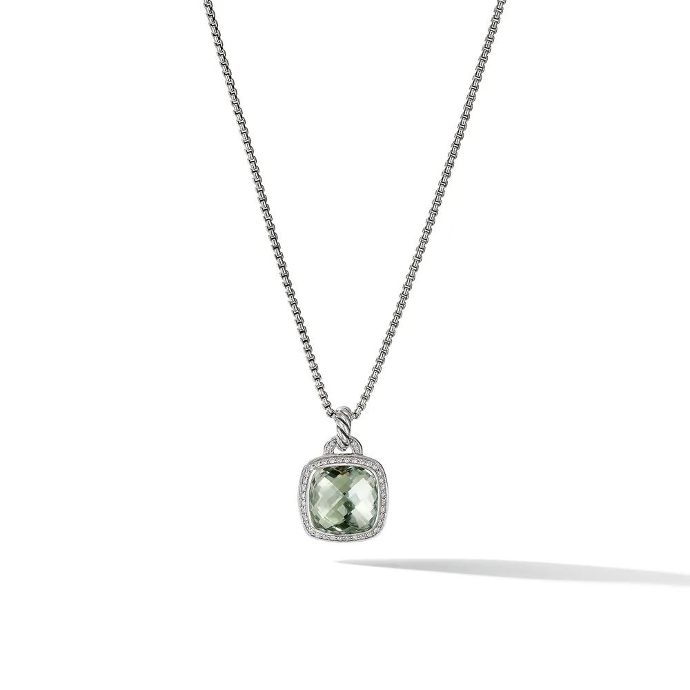 Albion® Pendant in Sterling Silver with Prasiolite and Pavé Diamonds