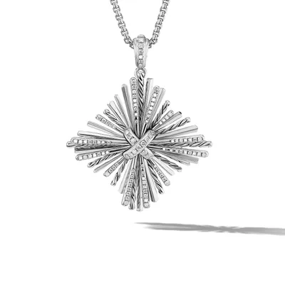 Angelika? Four Point Pendant in Sterling Silver with Pavé Diamonds