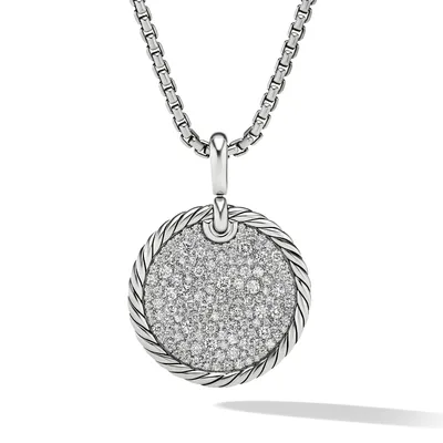 DY Elements® Disc Pendant in Sterling Silver with Pavé Diamonds