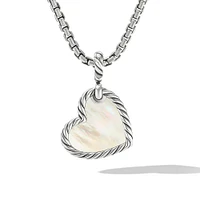 DY Elements® Heart Amulet in Sterling Silver with Mother of Pearl and Pavé Diamonds