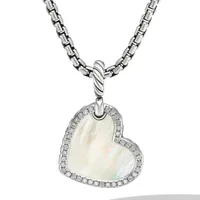 DY Elements® Heart Amulet in Sterling Silver with Mother of Pearl and Pavé Diamonds