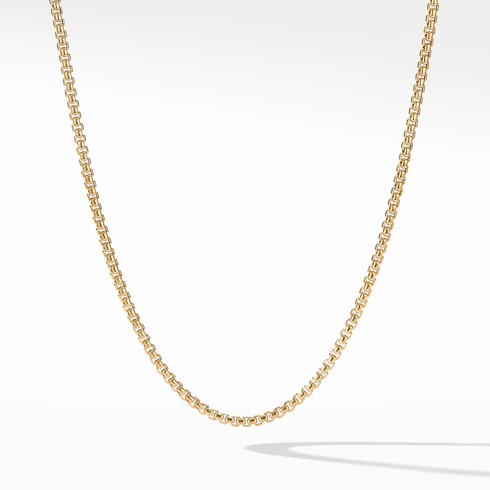 Box Chain Necklace in Brushed 18K Yellow Gold, 2.7mm