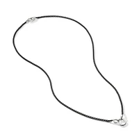 Smooth Amulet Box Chain Necklace in Darkened Stainless Steel