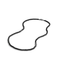 Memento Mori Skull Station Necklace in Sterling Silver with Black Spinel