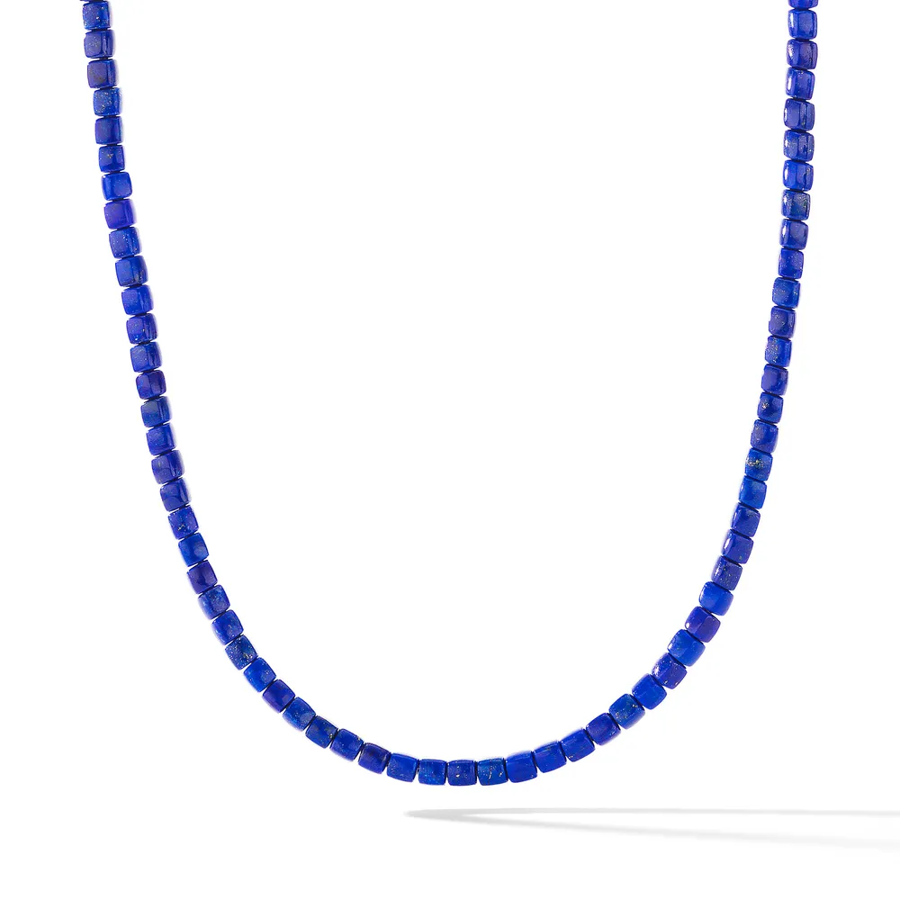 Spiritual Beads Cushion Necklace in Sterling Silver with Lapis