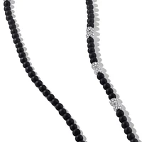 Spiritual Beads Necklace in Sterling Silver with Black Onyx and Pavé Diamonds, 6mm