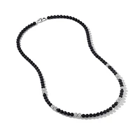 Spiritual Beads Necklace in Sterling Silver with Black Onyx and Pavé Diamonds, 6mm