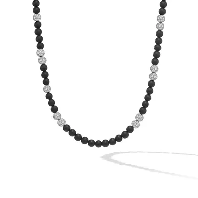 Spiritual Beads Necklace with Black Onyx and Pavé Diamonds