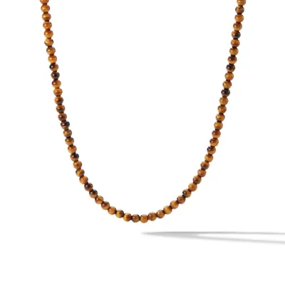 Spiritual Beads Necklace in Sterling Silver with Tigers Eye