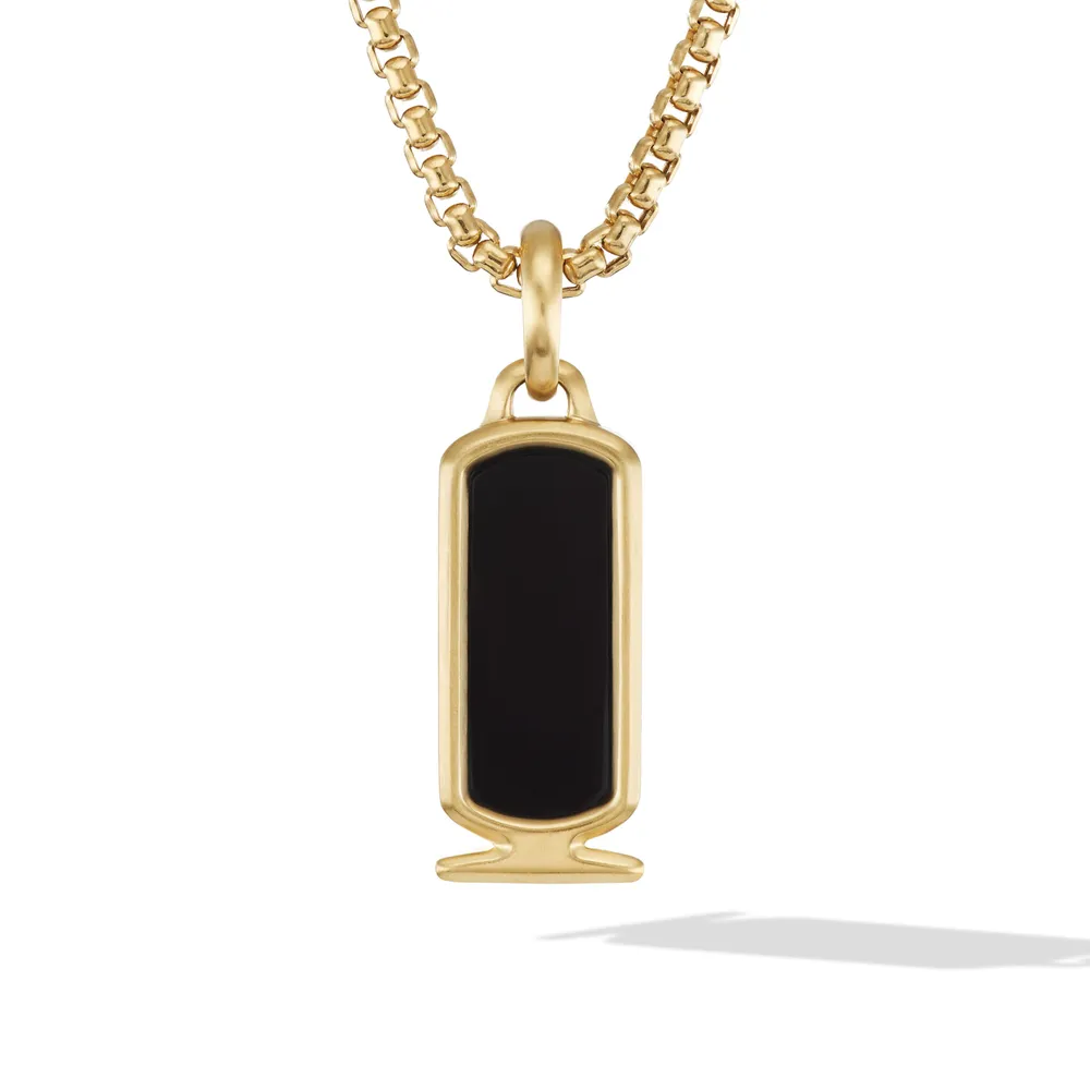 Cairo Cartouche Amulet in 18K Yellow Gold with Black Onyx