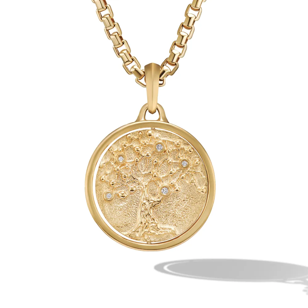 Capricorn Amulet in 18K Yellow Gold with Diamonds, 28.7mm