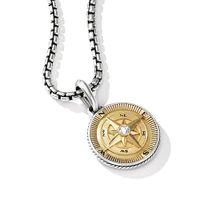 Maritime® Compass Amulet in Sterling Silver with 18K Yellow Gold and Center Diamond