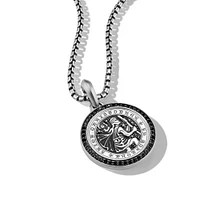 St. Christopher Amulet in Sterling Silver with Pavé Black Diamonds