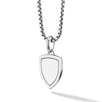 St. Michael Amulet in Sterling Silver with Black Diamonds, 26mm