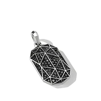 Torqued Faceted Amulet in Sterling Silver with Diamonds