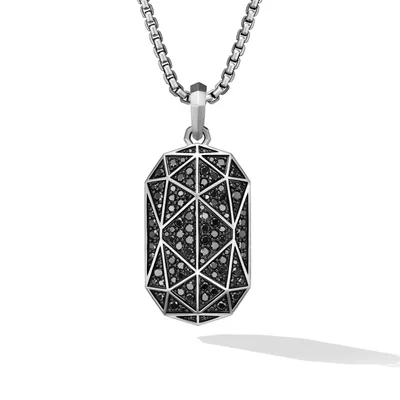 Torqued Faceted Amulet in Sterling Silver with Diamonds