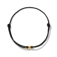 Infinity Link Cord Bracelet in Black Nylon with 18K Yellow Gold