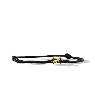 Infinity Link Black Cord Bracelet with 18K Yellow Gold