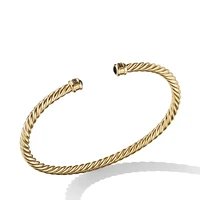Cable Cuff Bracelet in 18K Yellow Gold with Black Onyx, 4mm