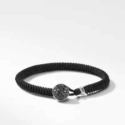 Streamline® Woven Black Nylon Bracelet with Pavé Black Diamonds